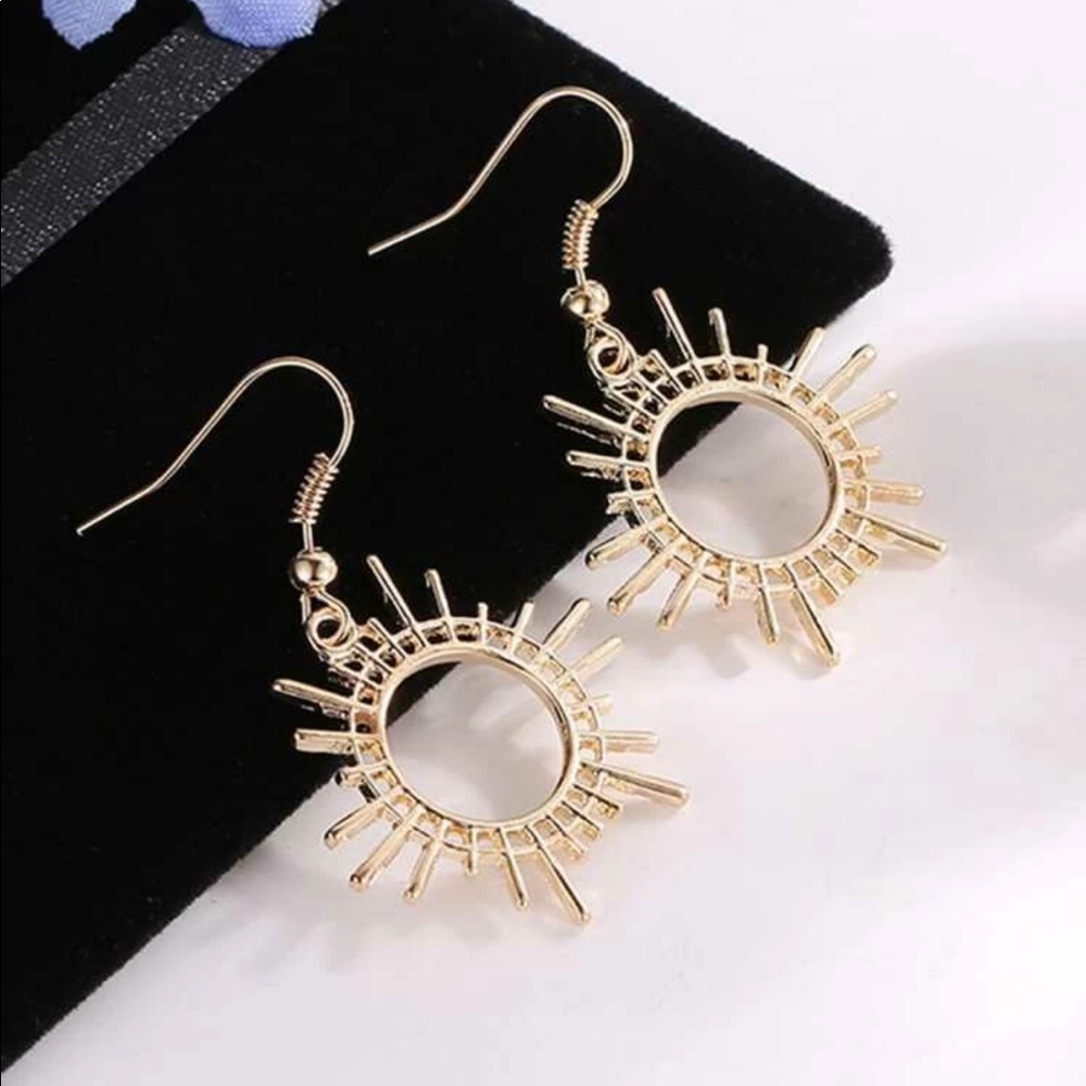 • Esme • Hollow Sun Drop Earrings - Picture 2 of 3